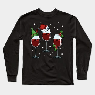 Merry Wine Red White Alcoholic Drink Grapes Long Sleeve T-Shirt